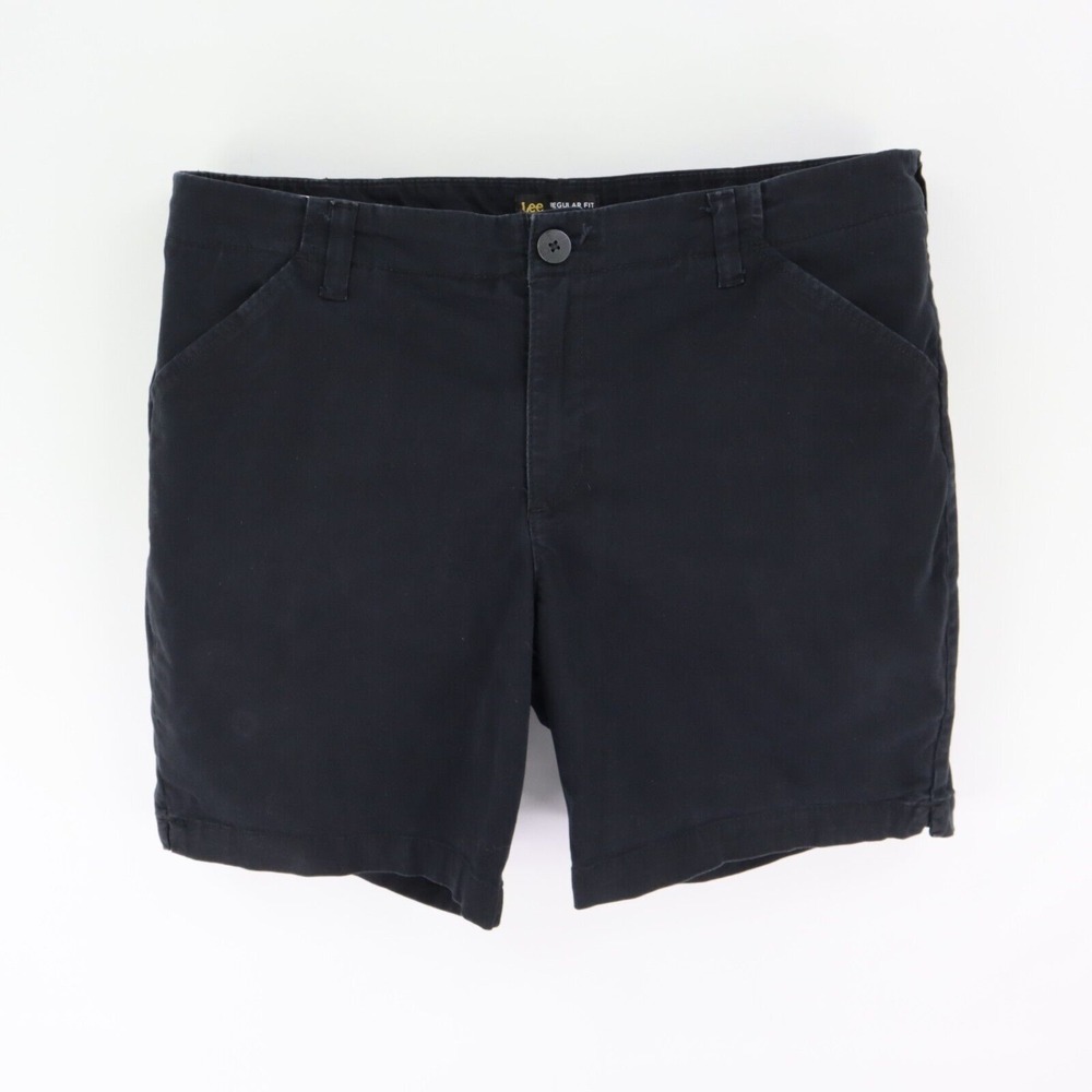 Lee Shorts Mid Rise Womens Size 16 Black‎ Cotton Blend Pockets Belt Loops